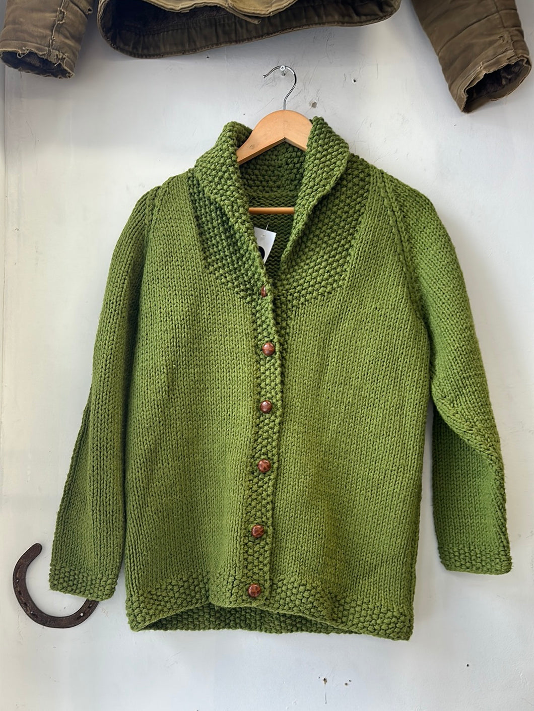 1960s Green Button Up Cardigan Sweater