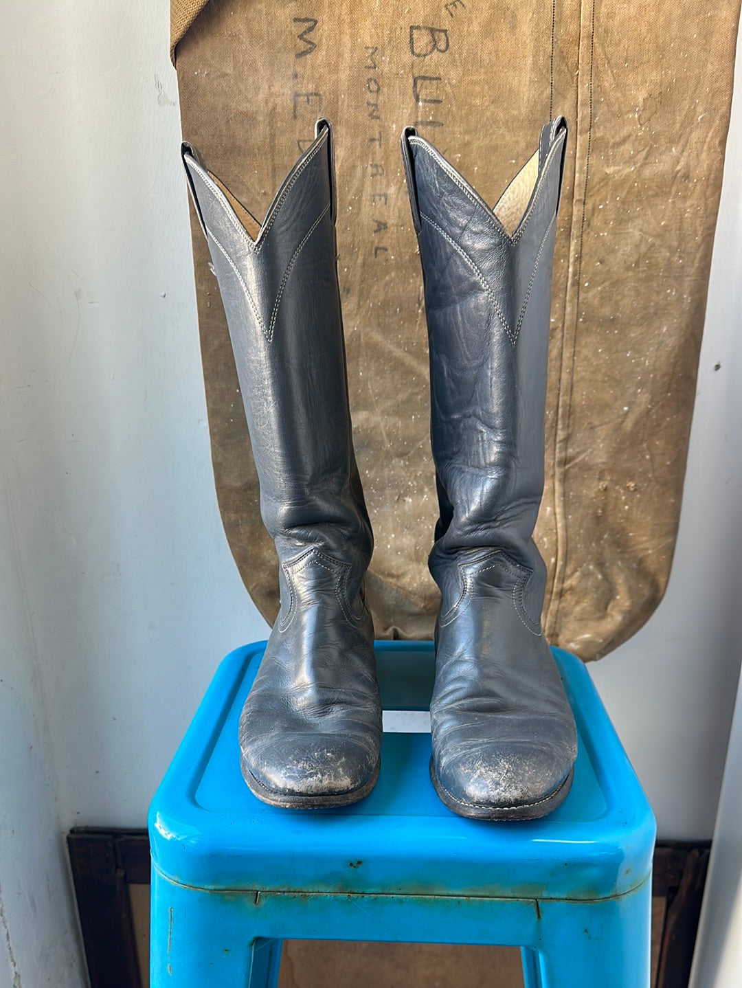 Justin Roper Boots Tall - Grey - Size 6 M 7.5 W