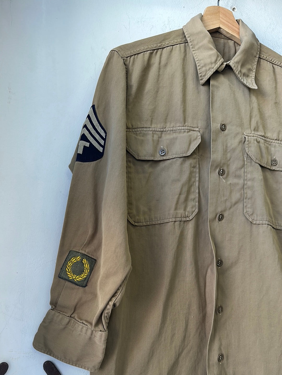1940s Military Officers Patched Shirt