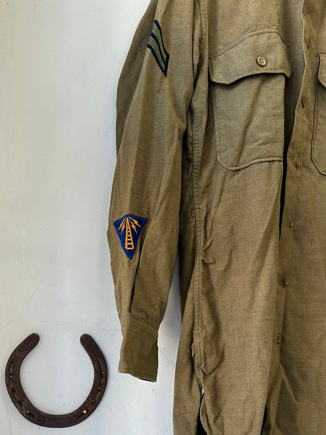 1940s Military Uniform Wool Shirt