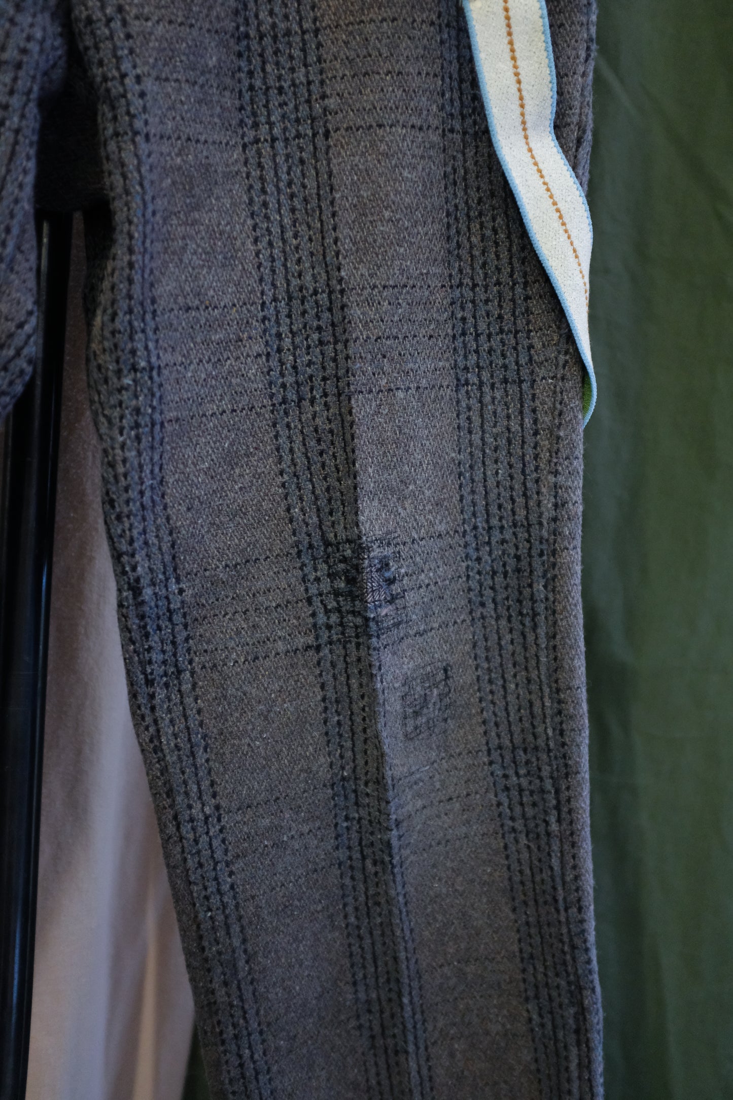 1940s Wool Plaid Trousers with Suspenders - Size 32