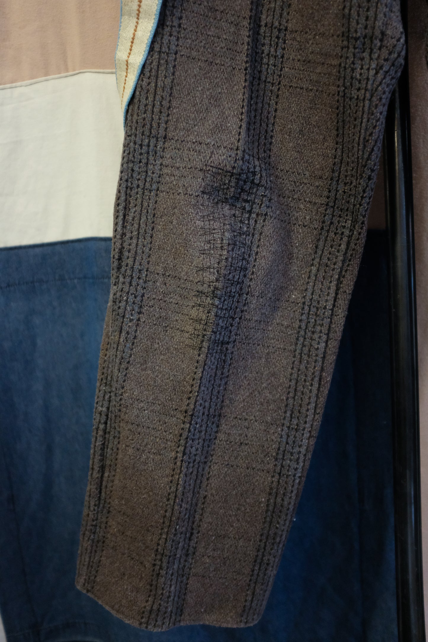 1940s Wool Plaid Trousers with Suspenders - Size 32