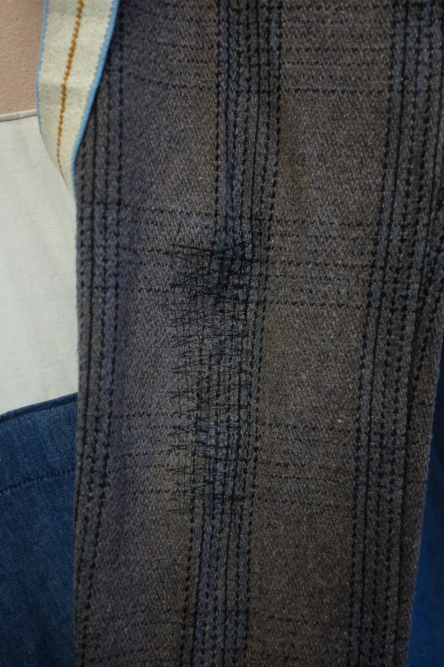 1940s Wool Plaid Trousers with Suspenders - Size 32