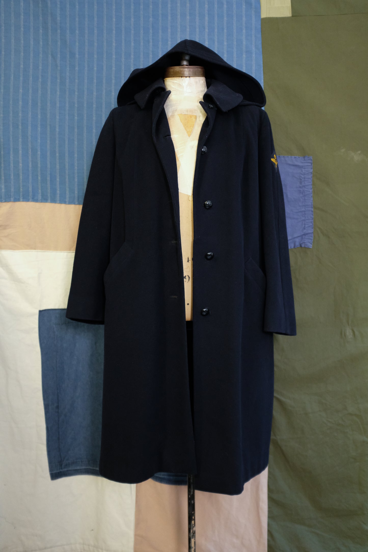 1940s Swedish Air Force Wool Coat with Hood