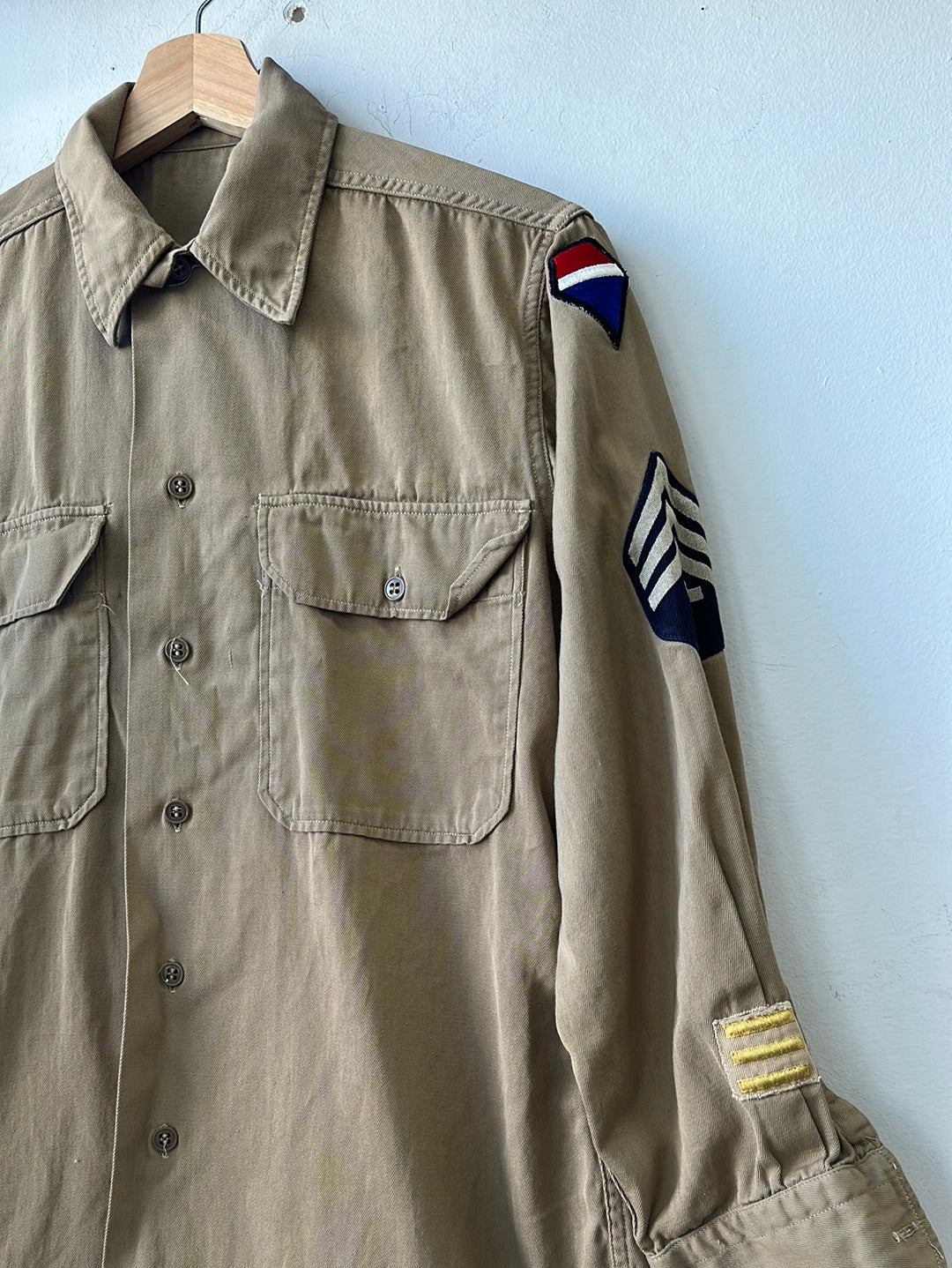 1940s Military Officers Patched Shirt