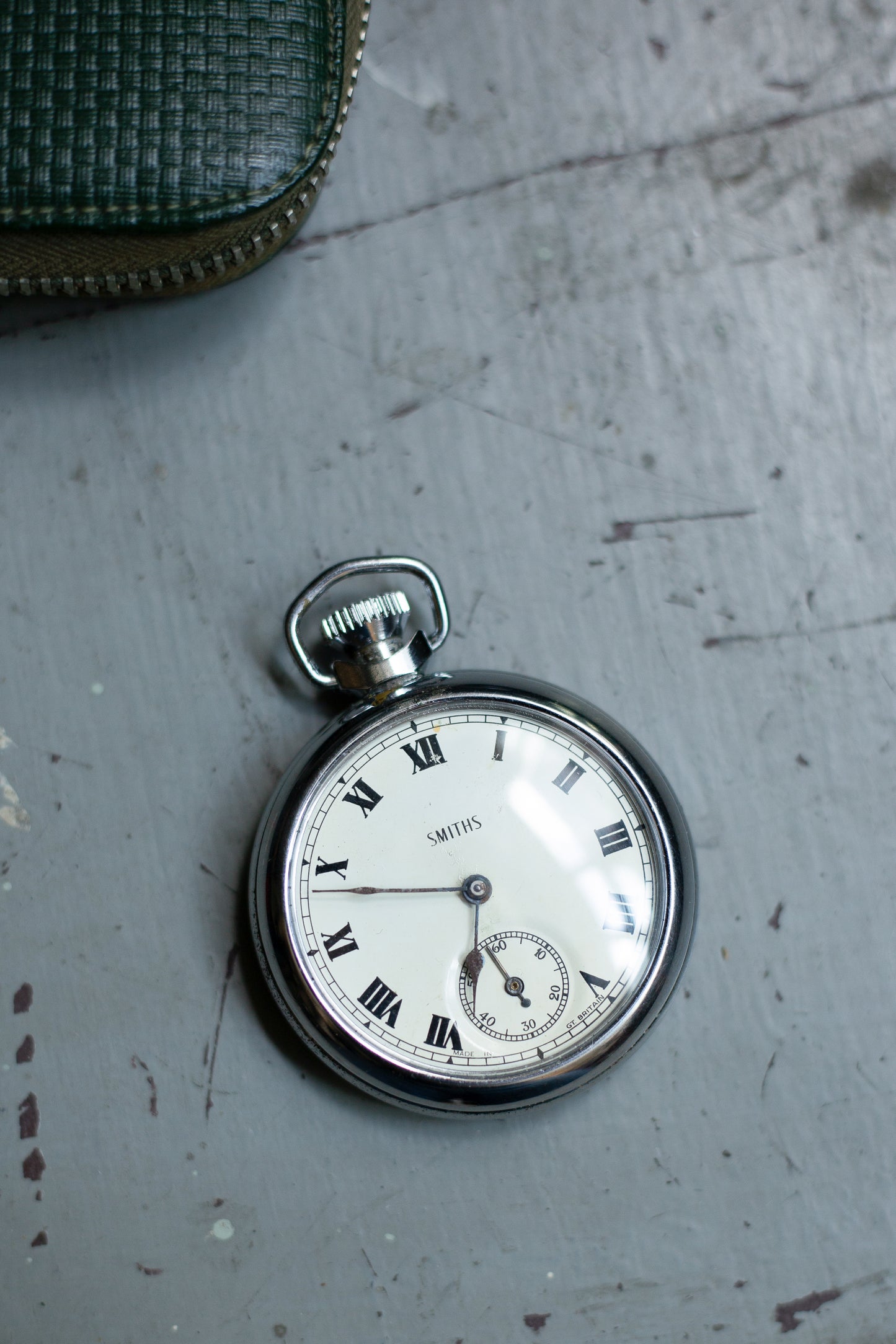 Smiths Pocket Watch/Travel Clock in Military Style Leather Travel Case