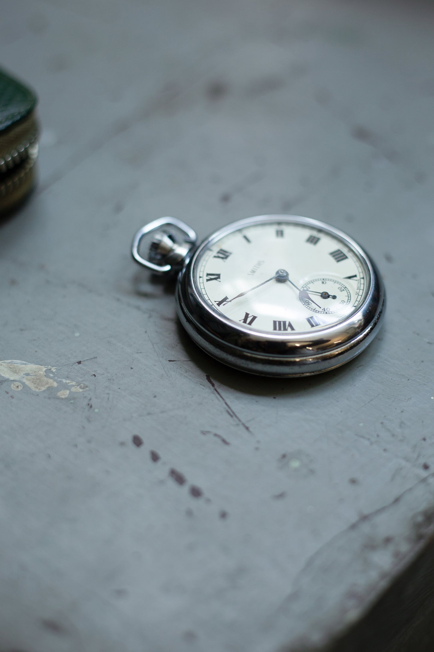 Smiths Pocket Watch/Travel Clock in Military Style Leather Travel Case