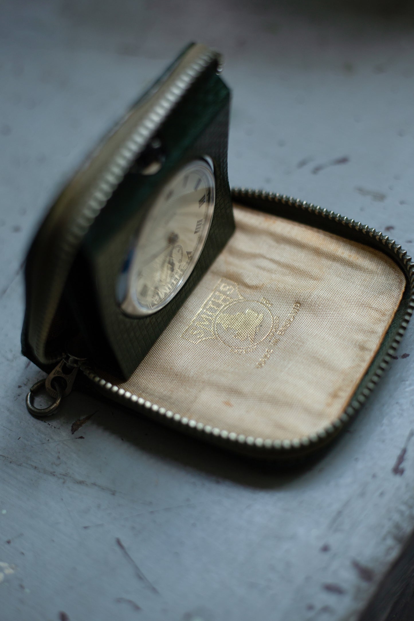 Smiths Pocket Watch/Travel Clock in Military Style Leather Travel Case