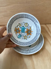 Load image into Gallery viewer, 1960s Handpainted Floral Bowl and Plate Set
