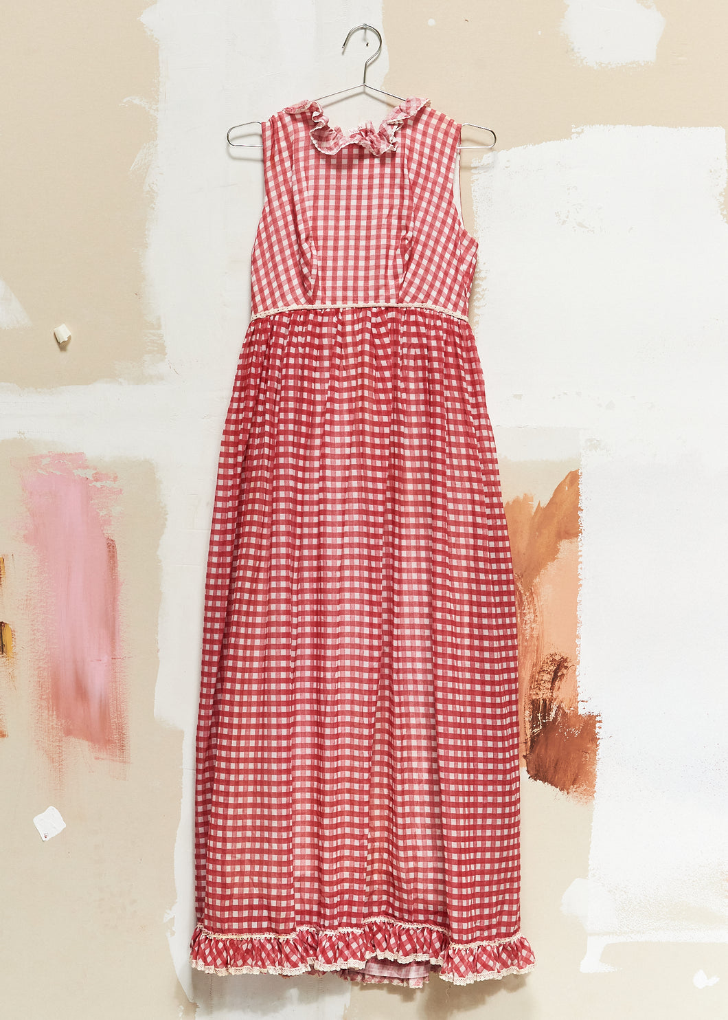 1960s Sleeveless Gingham Summer Dress