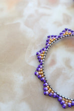 Load image into Gallery viewer, Triangle Hoops - Purple/Gold
