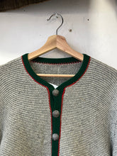 Load image into Gallery viewer, 1970s Green and Red Trim Cardigan
