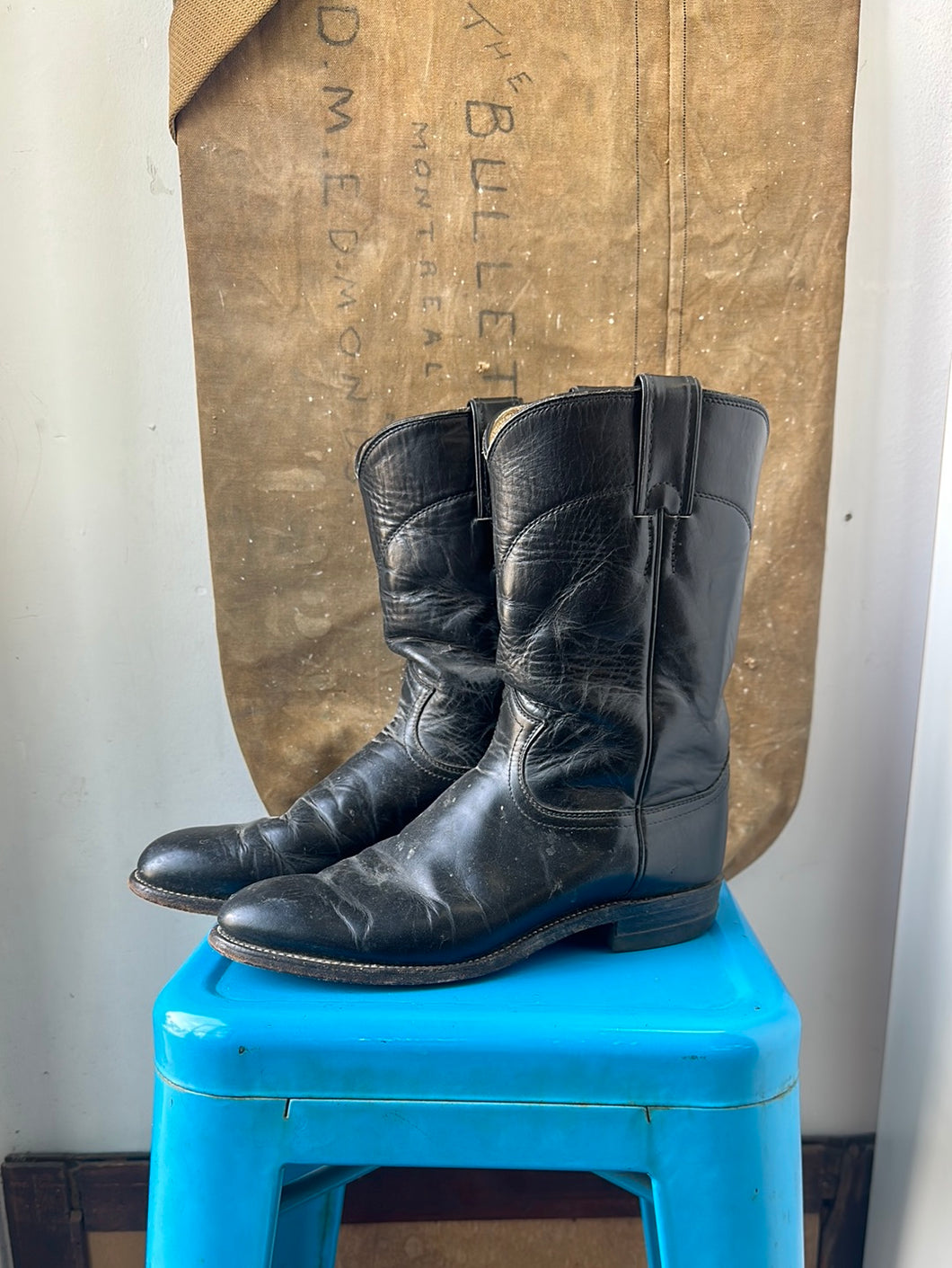 Justin Roper Boots - Black - Size 7 M 8.5 W