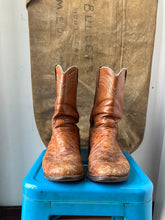 Load image into Gallery viewer, Justin Ostrich Cowboy Boots - Camel - Size 9 M 10.5 W
