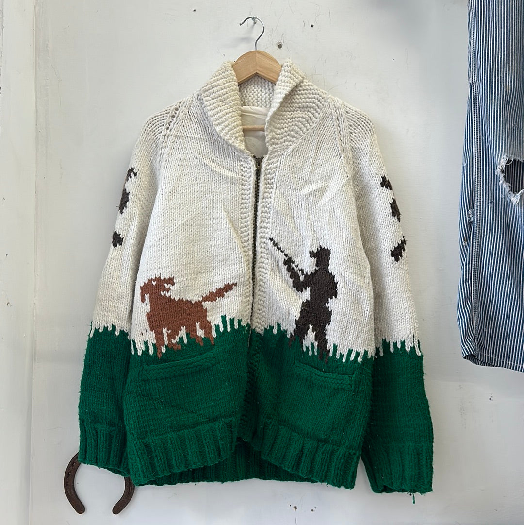 1960s Dog Hunting Cowichan Sweater