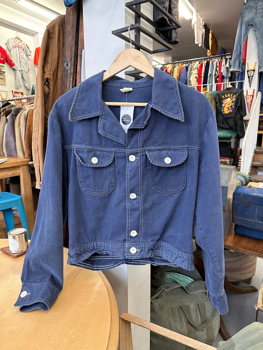 1960s/'70s Blue Cotton Stitched Jacket