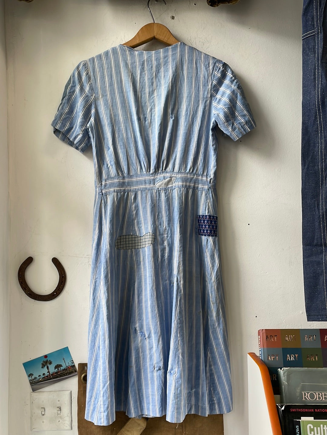 1930s/40s Mended Striped Dress