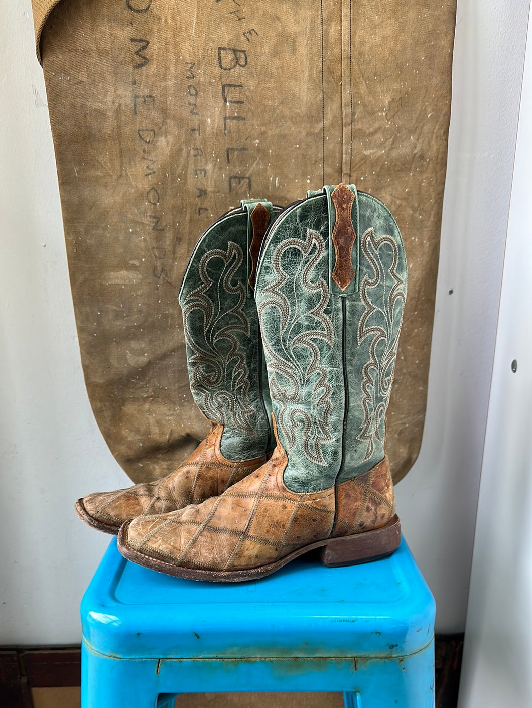 Horse Power Cowboy Boots - Brown/Green - Size 6/7 W