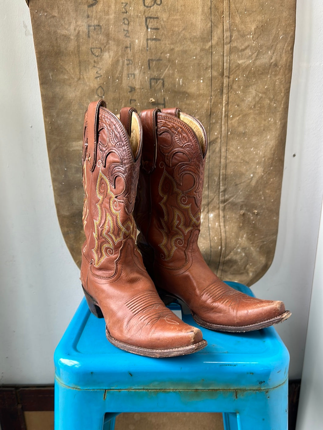 Tony Lama Cowboy Boots - Brown - Size 7.5 W