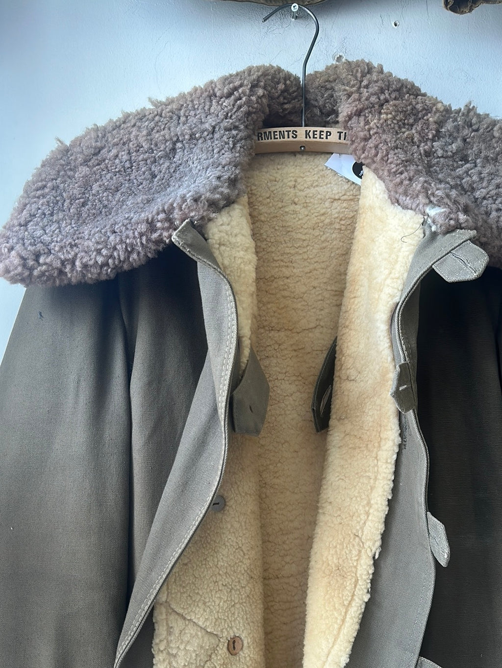 1940s Swedish Military M1909 Shearling Coat
