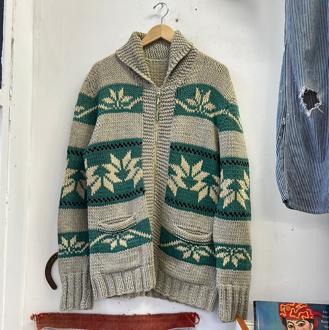 1960s Flower Striped Cowichan Sweater