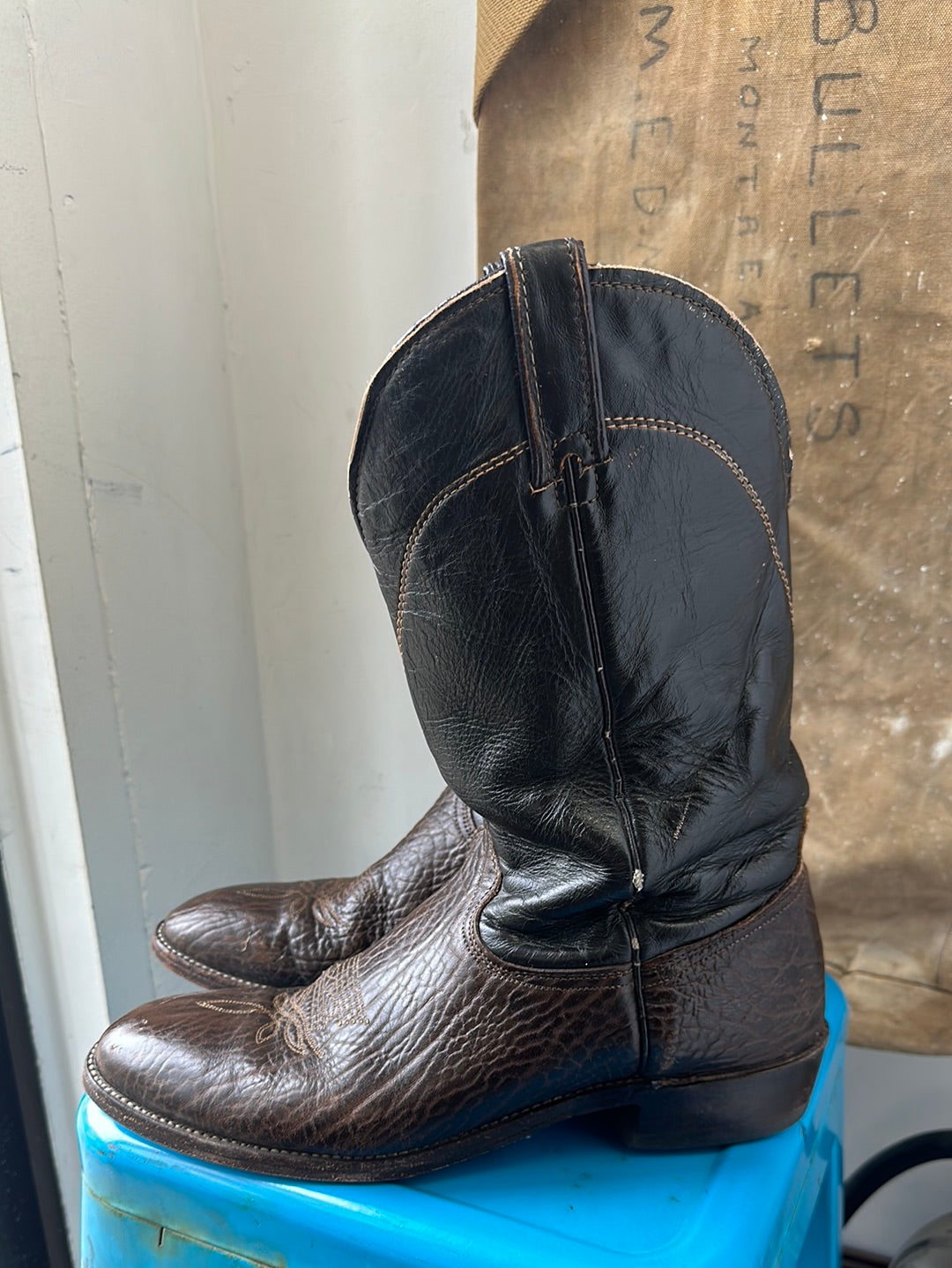 Wrangler Cowboy Boots - Brown/Black - Size 11.5 M