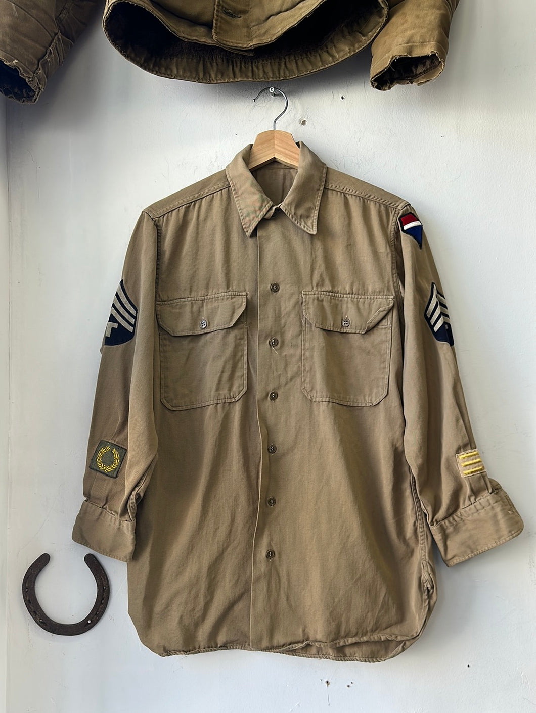 1940s Military Officers Patched Shirt