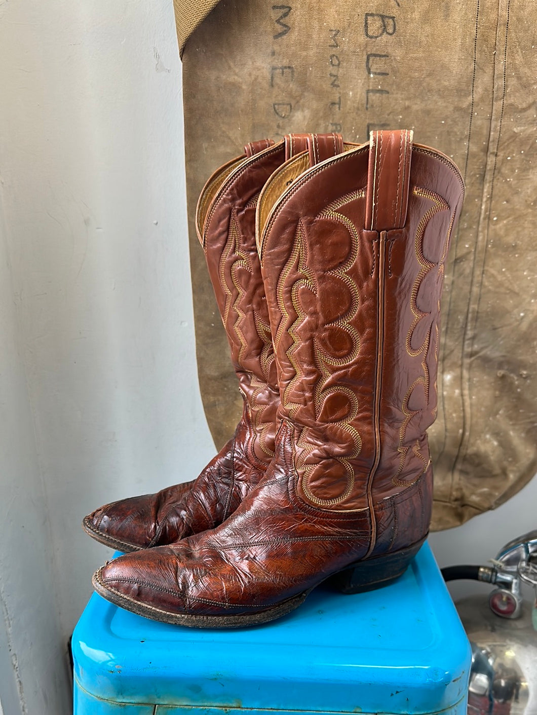 Tony Lama Cowboy Boots - Tall Brown - Size 9 M 10.5 W