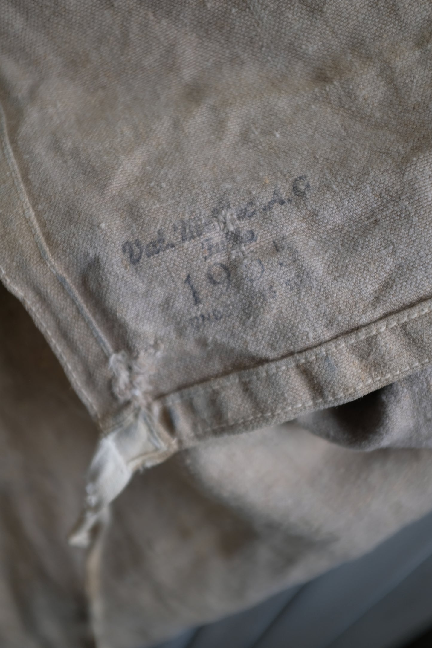 1955 French Burlap Canvas Cot Cover