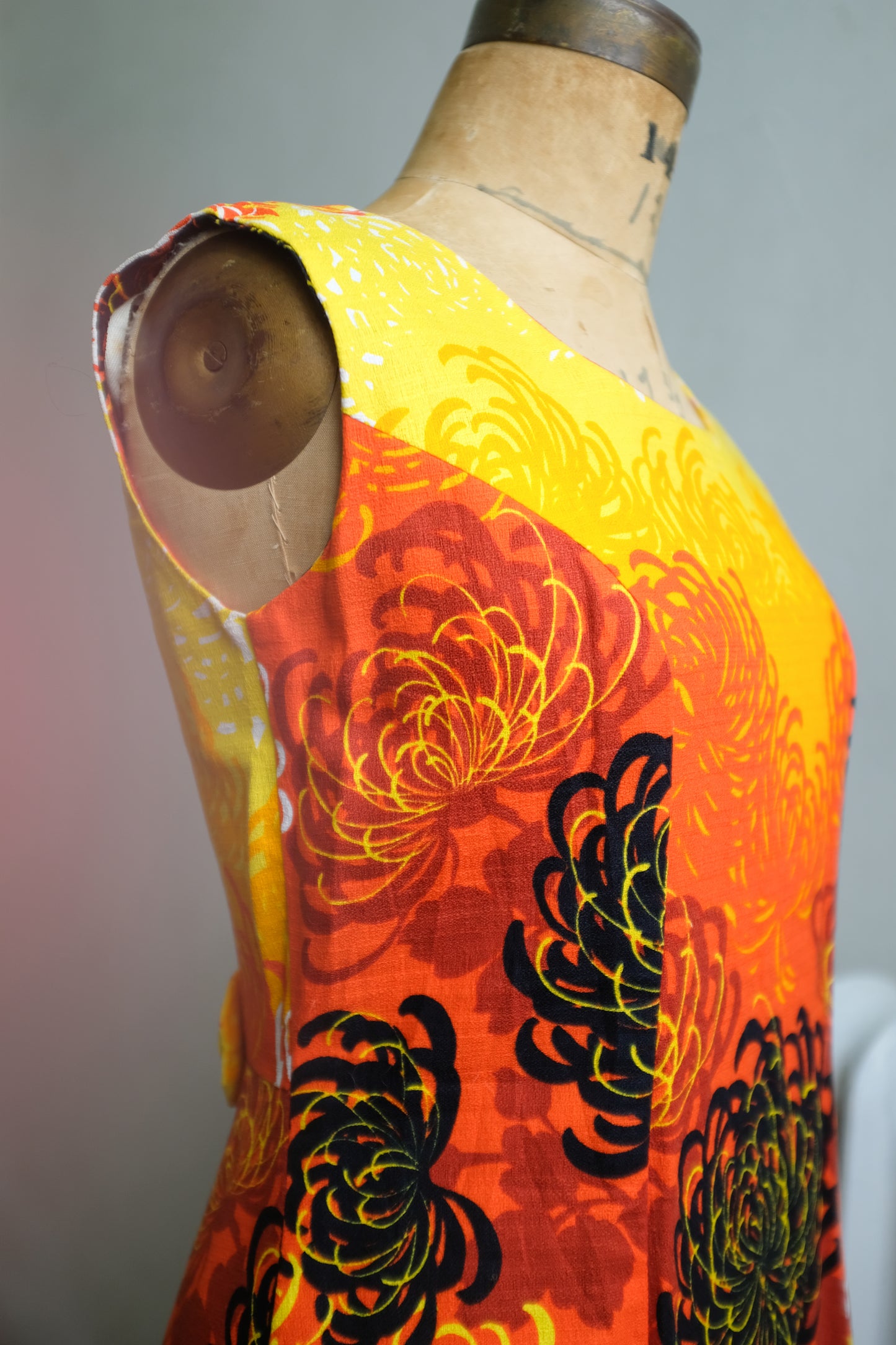 1960s Barkcloth Dress