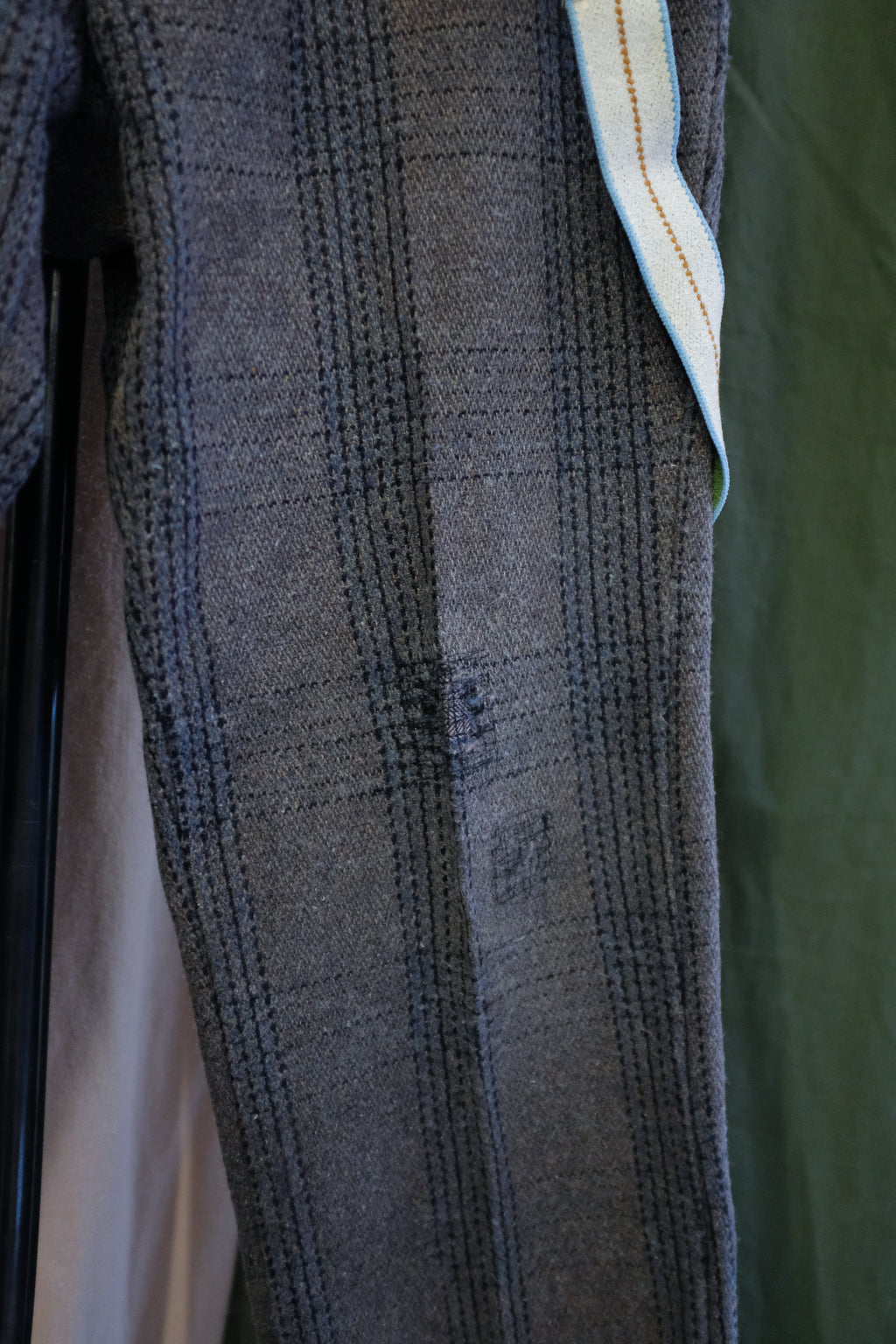 1940s Wool Plaid Trousers with Suspenders - Size 32