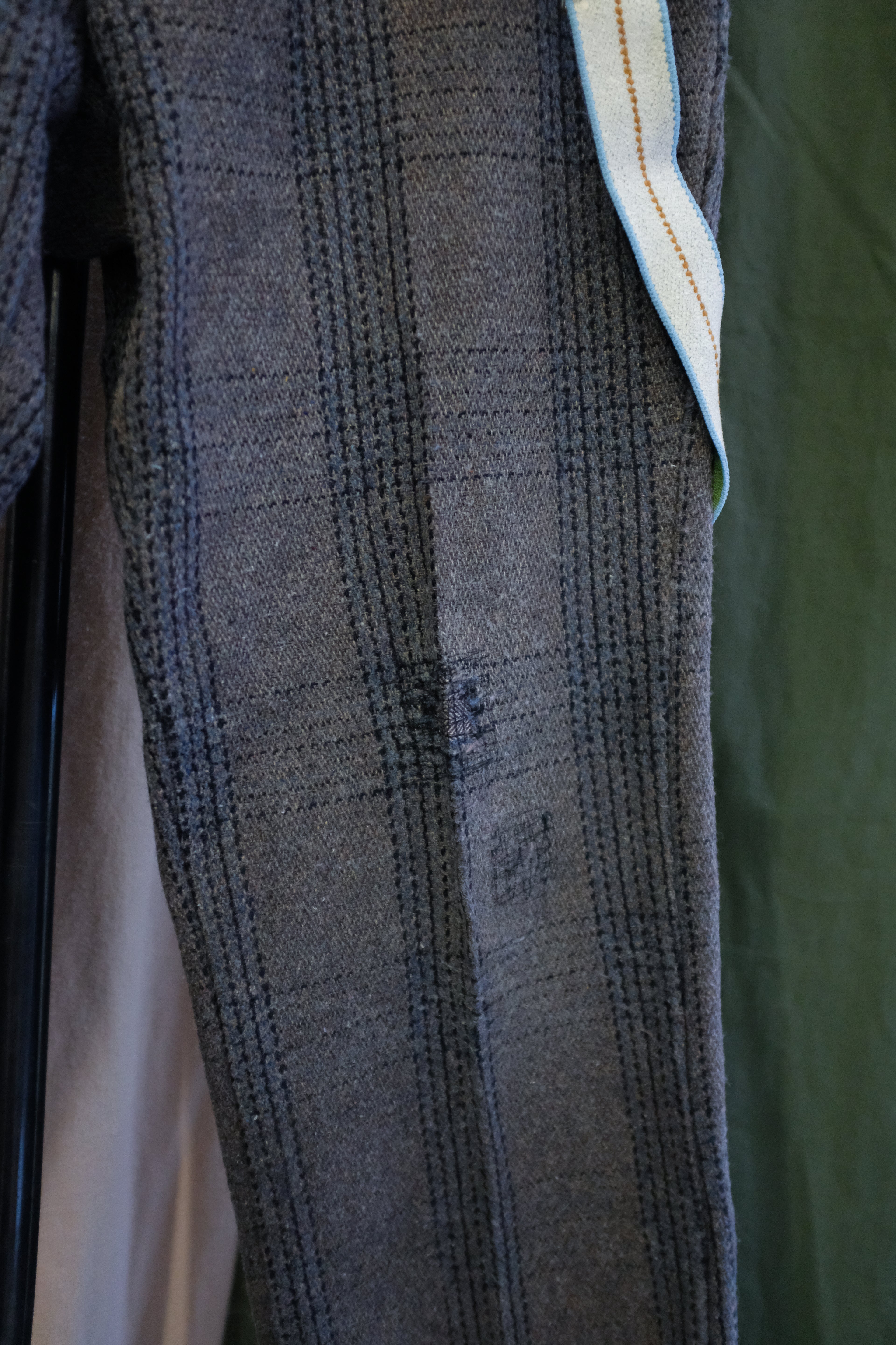 1940s Wool Plaid Trousers with Suspenders - Size 32