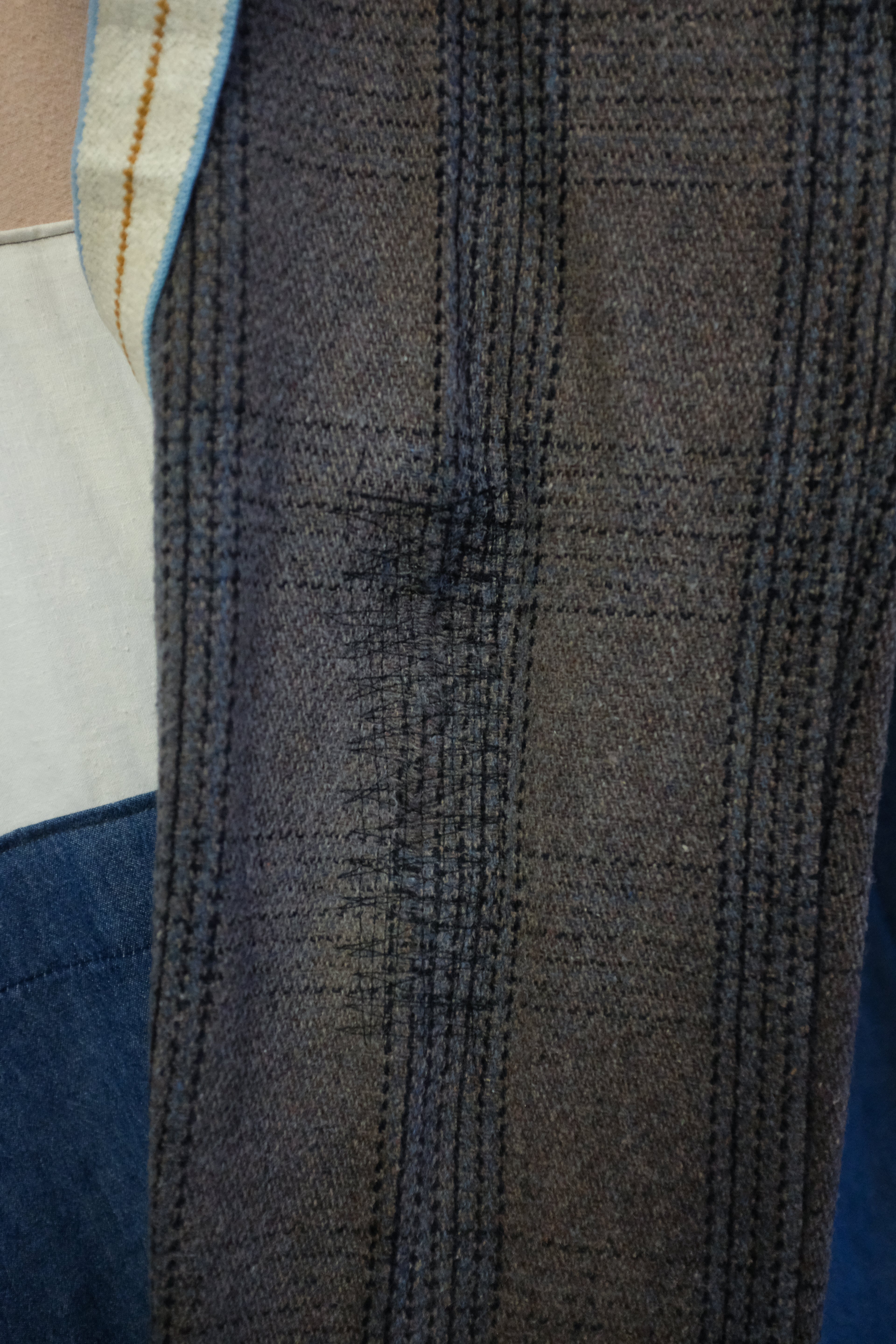 1940s Wool Plaid Trousers with Suspenders - Size 32