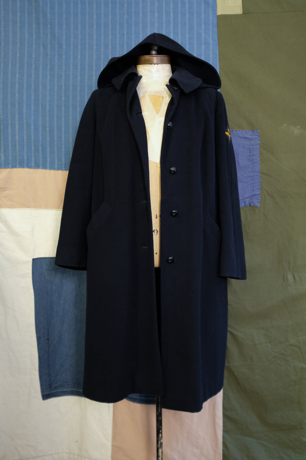 1940s Swedish Air Force Wool Coat with Hood