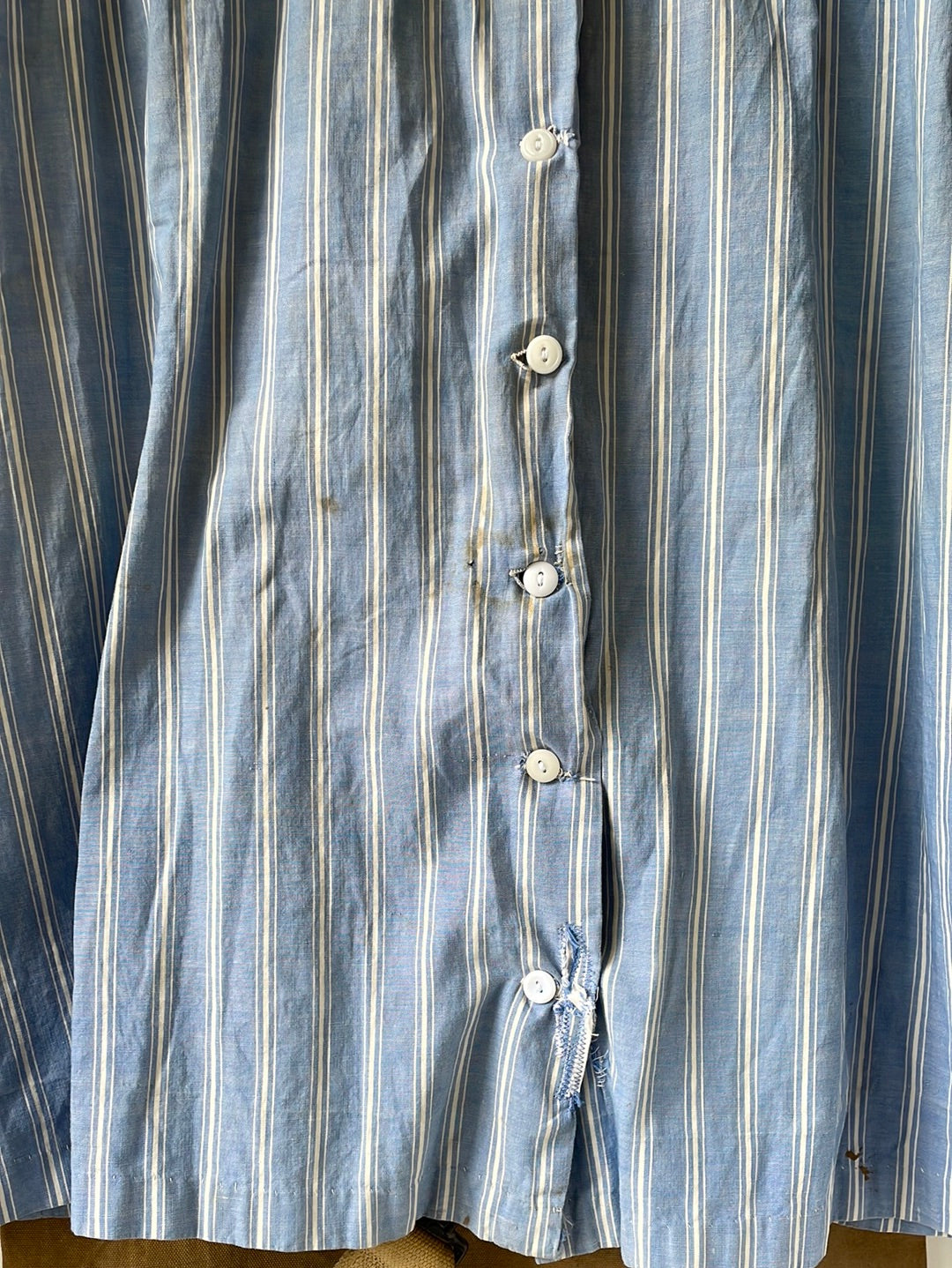 1930s/40s Mended Striped Dress