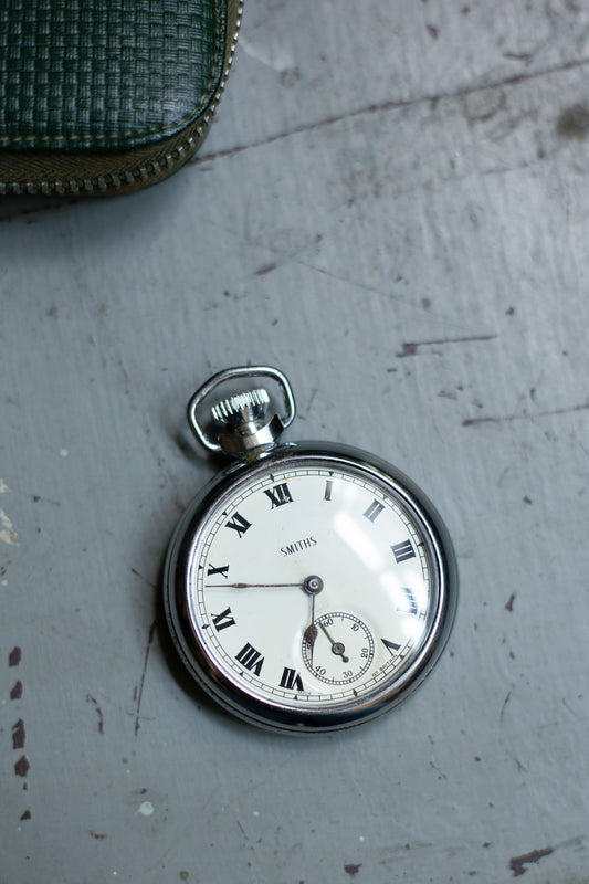 Smiths Pocket Watch/Travel Clock in Military Style Leather Travel Case