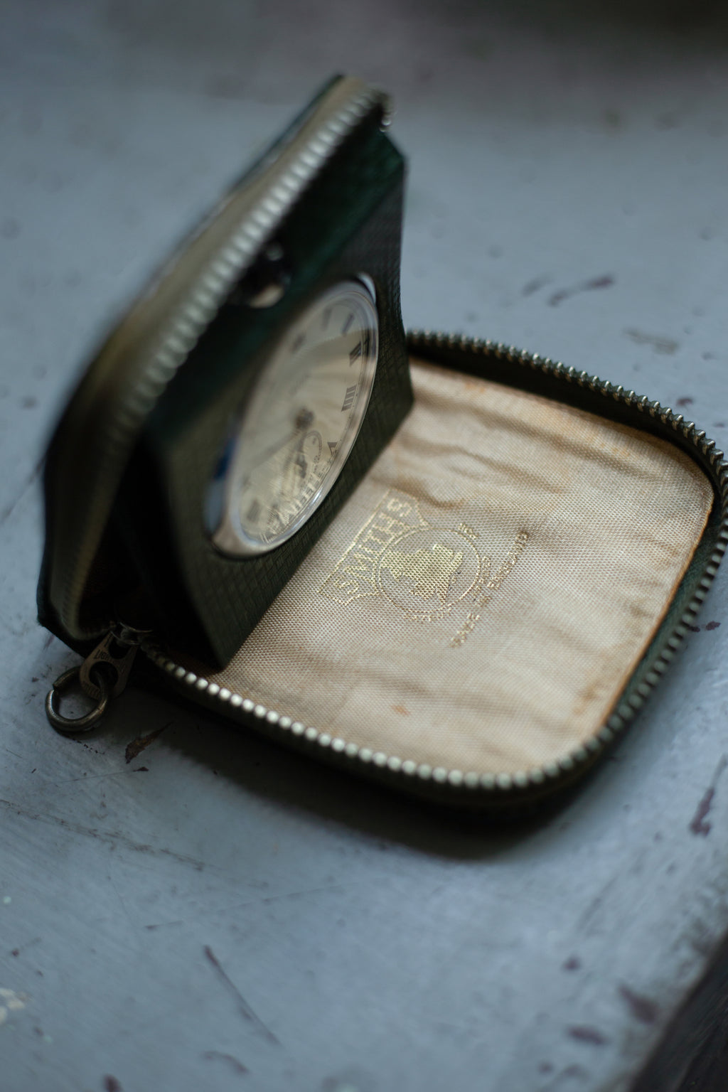 Smiths Pocket Watch/Travel Clock in Military Style Leather Travel Case