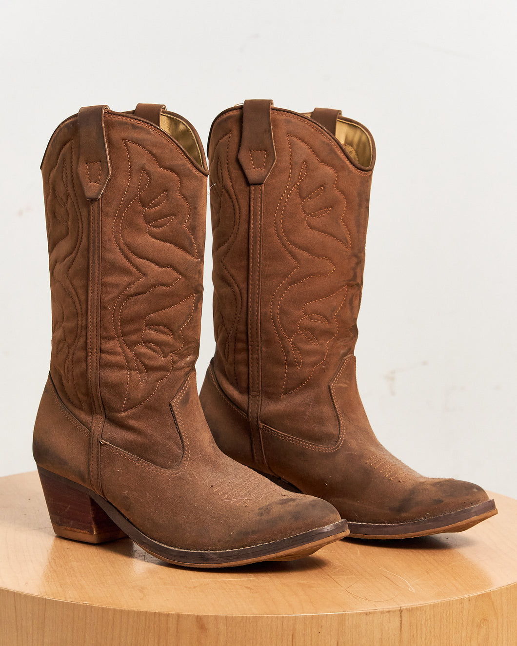 Cowboy Boots - Tall Brown Stitched Size 10