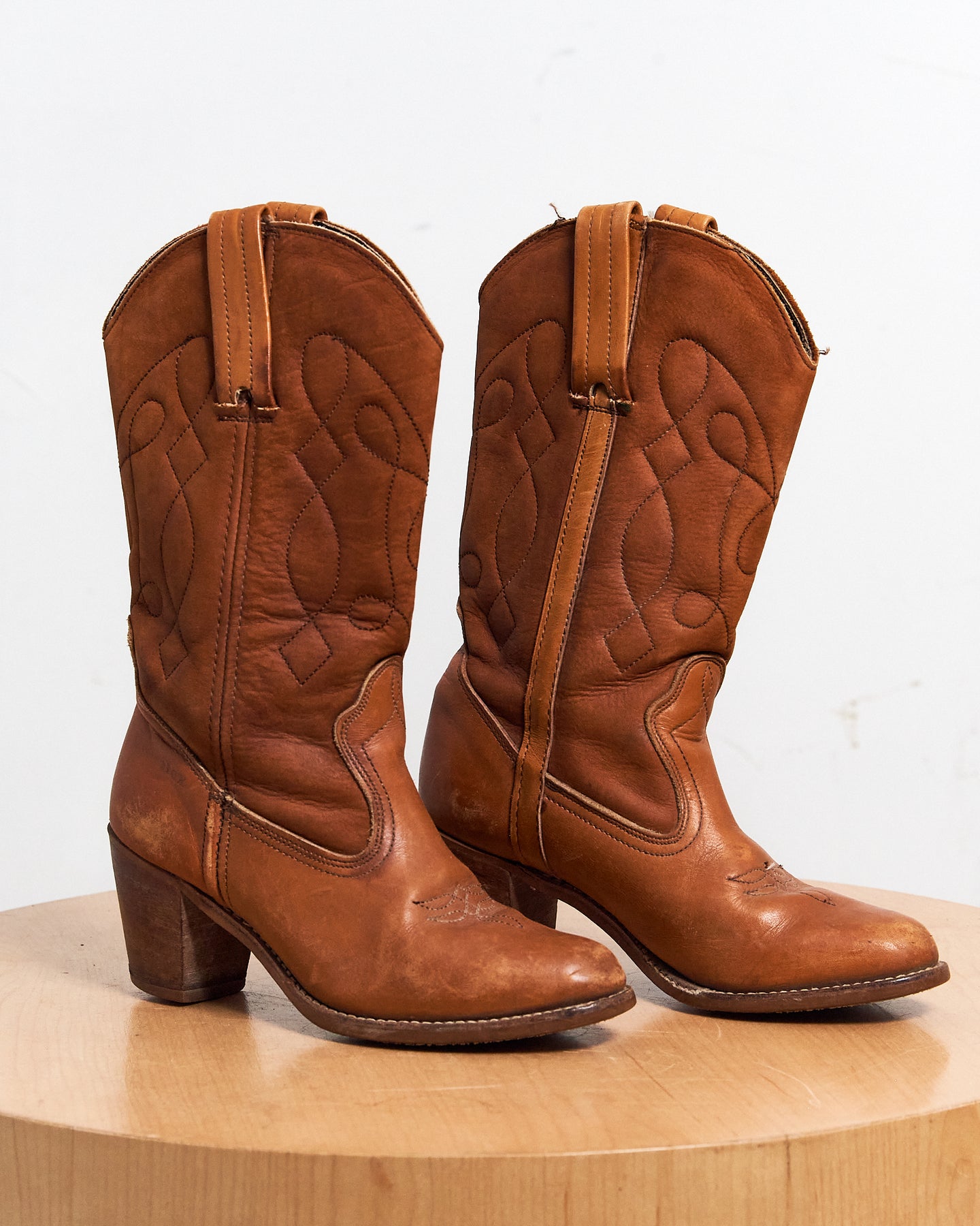 Cowboy Boots - Brown Heeled Size 8