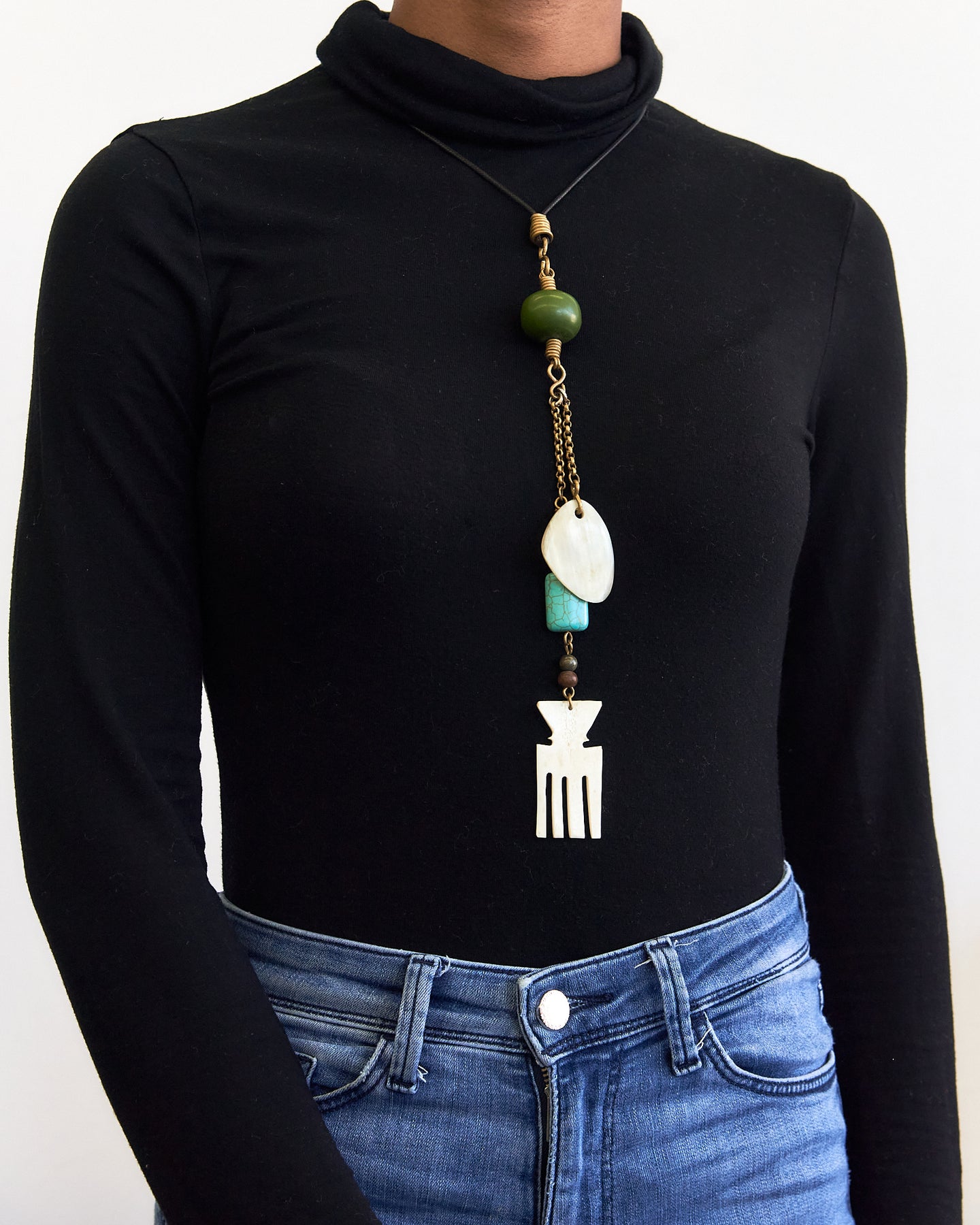 Chana Bone + Turquoise Neck Piece