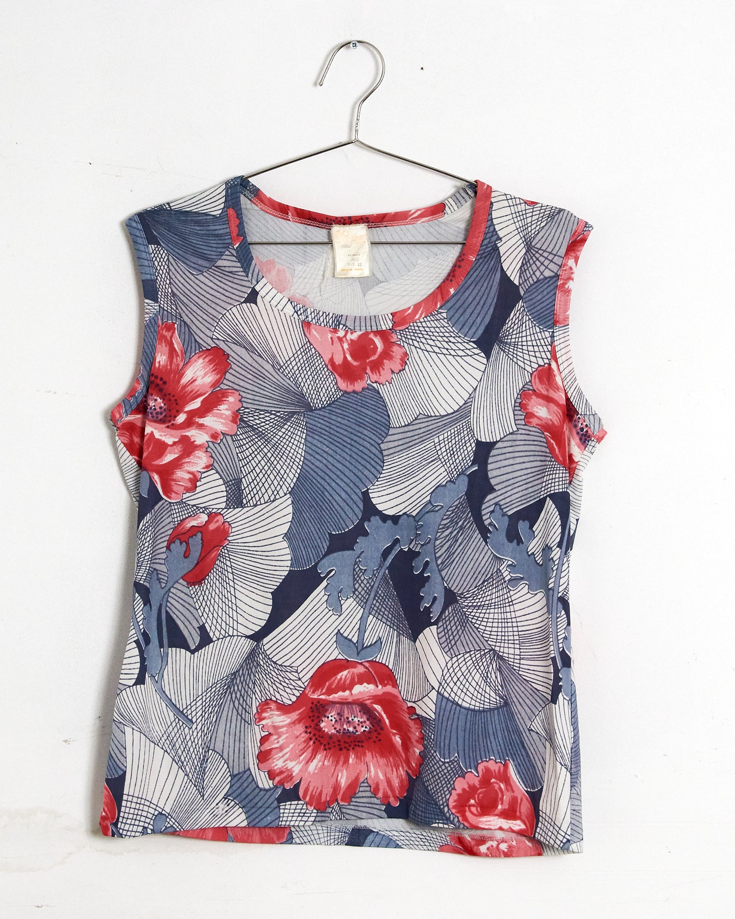 1970s Sleeveless Floral Blouse