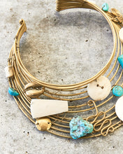 Load image into Gallery viewer, Hazina Brass, Bone and Turquoise Choker
