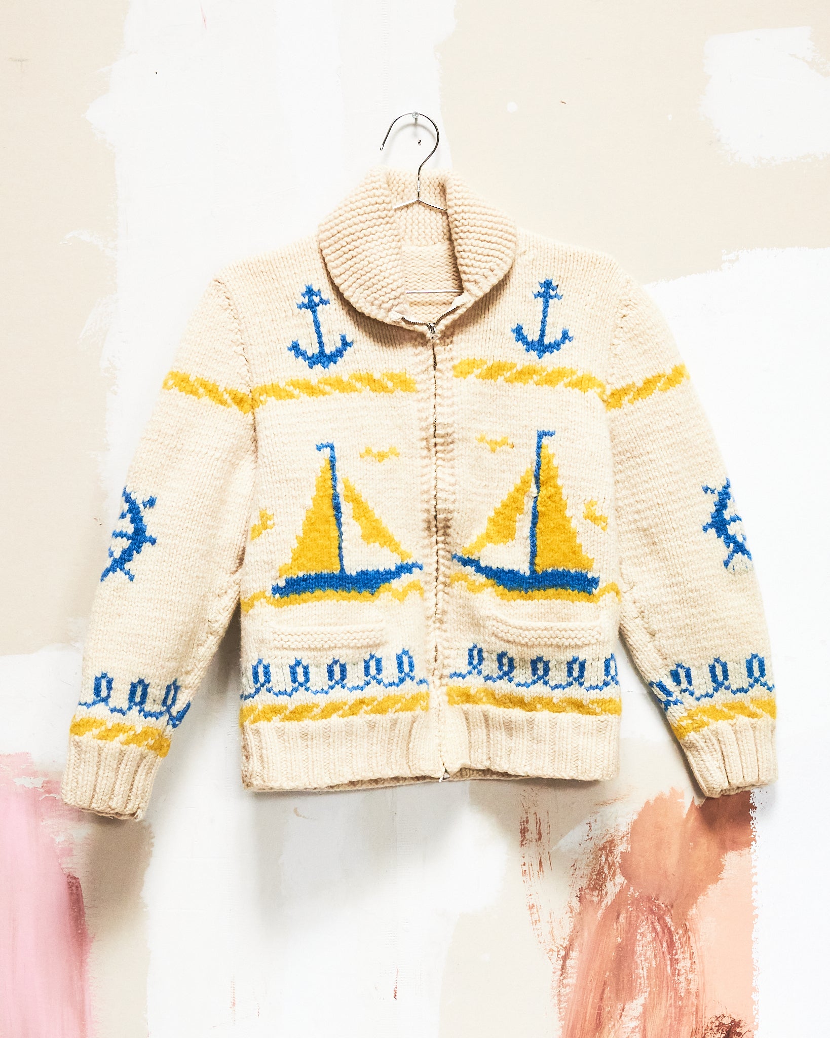 1950s/60s Sailboats Curling Sweater