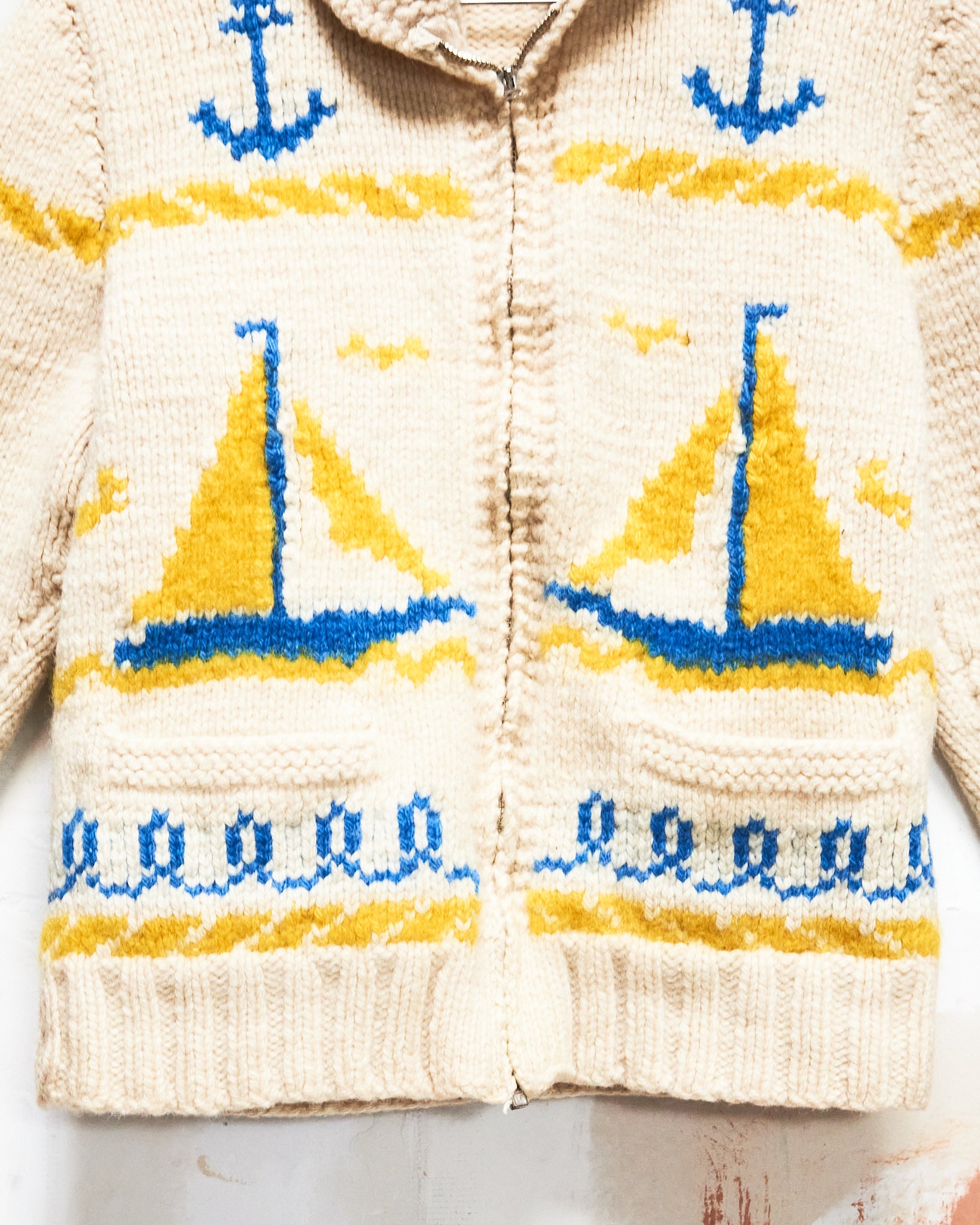 1950s/60s Sailboats Curling Sweater