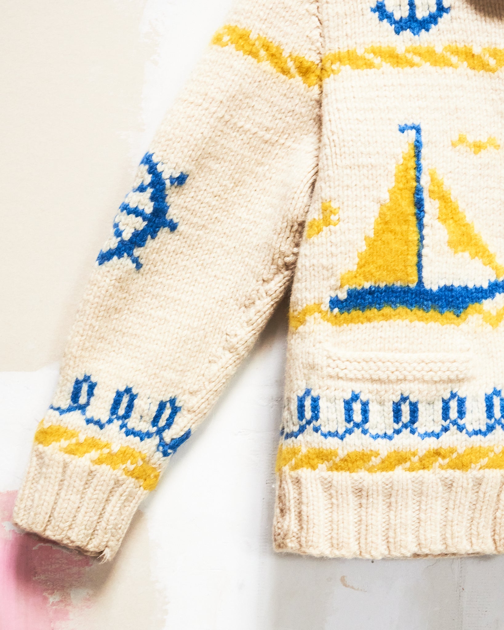 1950s/60s Sailboats Curling Sweater