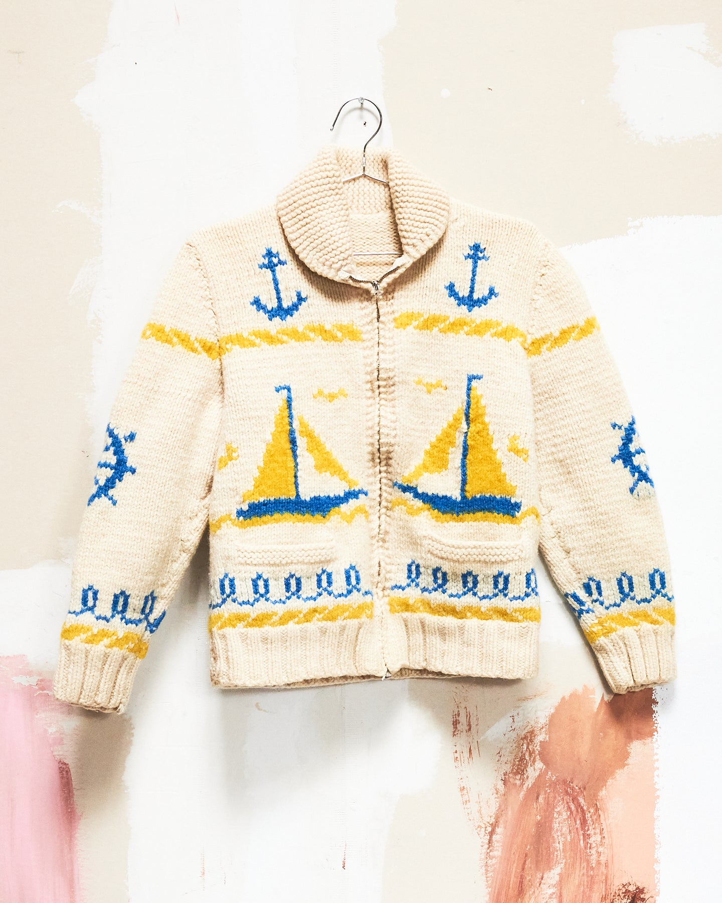 1950s/60s Sailboats Curling Sweater