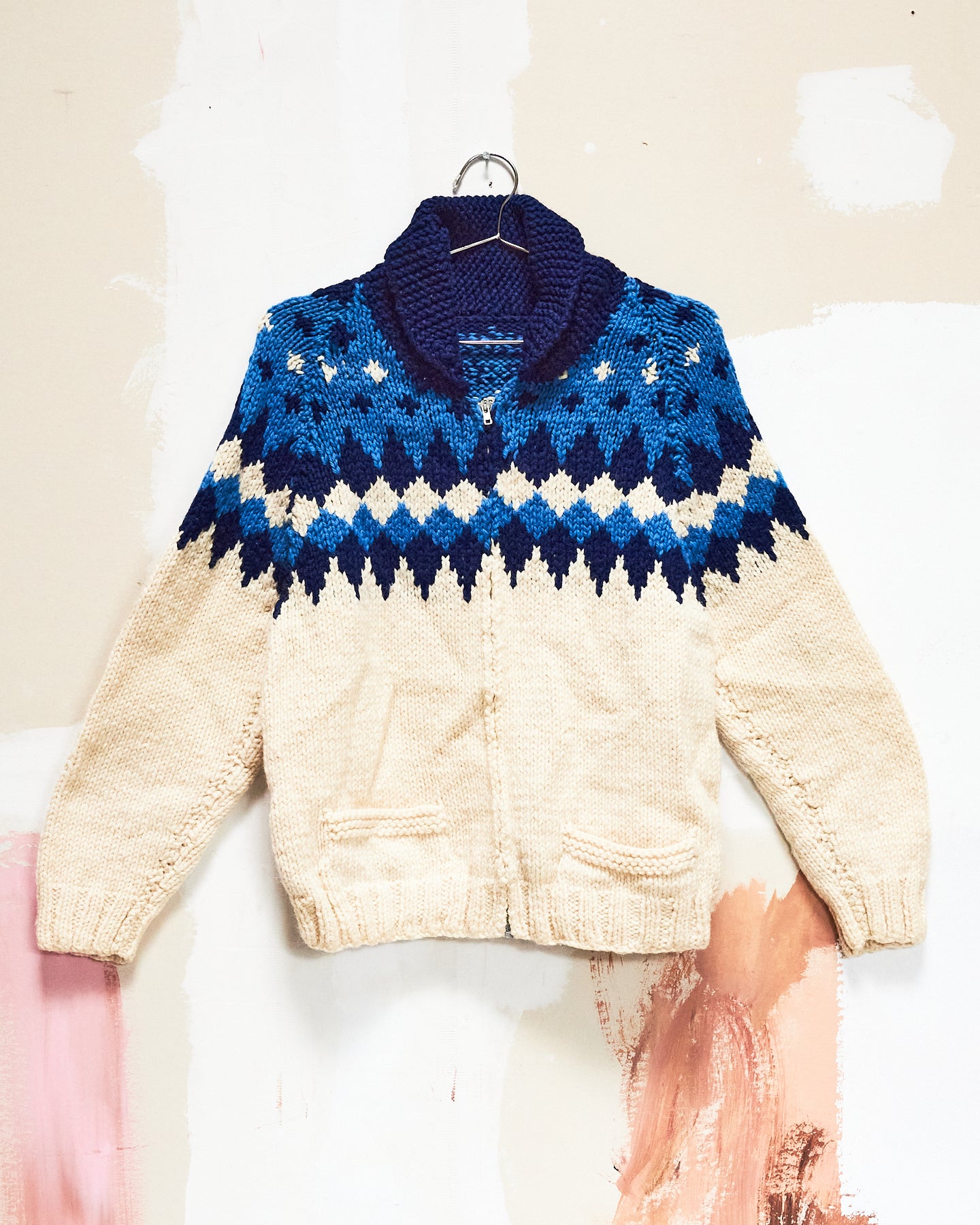 1960s/70s Blue & White Curling Sweater