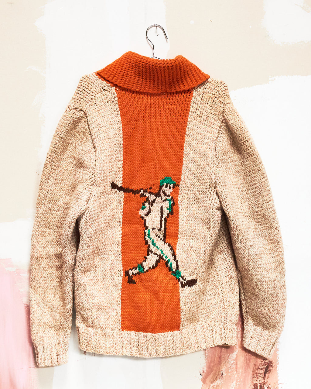 1960s/70s Baseball & Batter Curling Sweater