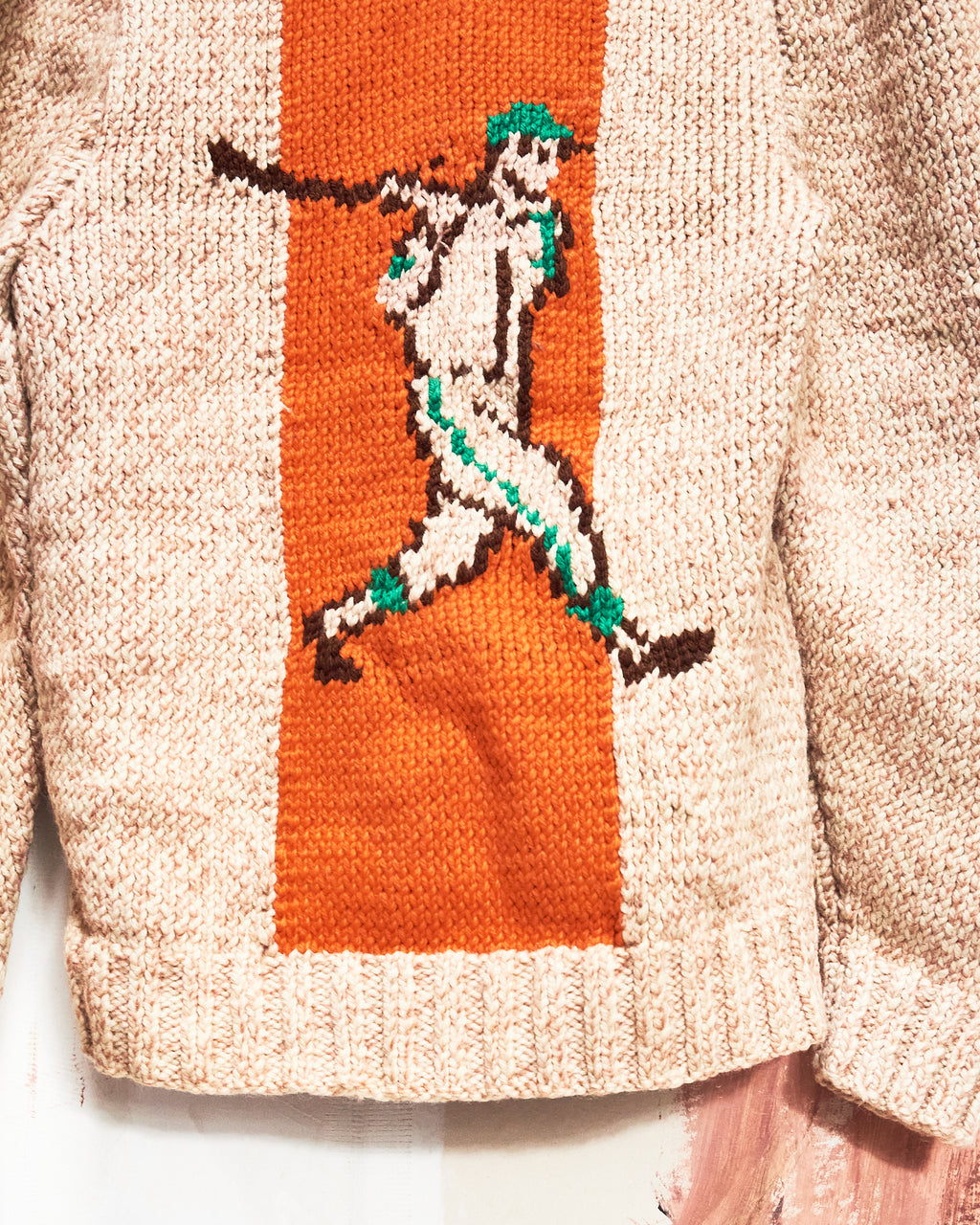 1960s/70s Baseball & Batter Curling Sweater