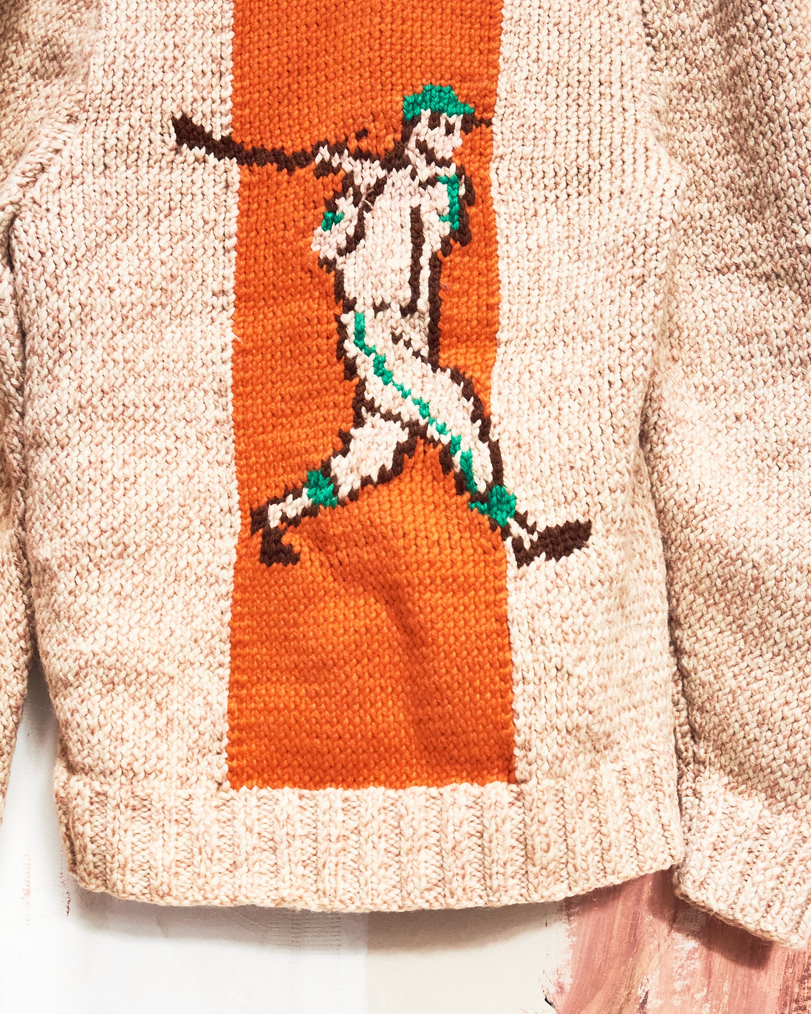 1960s/70s Baseball & Batter Curling Sweater